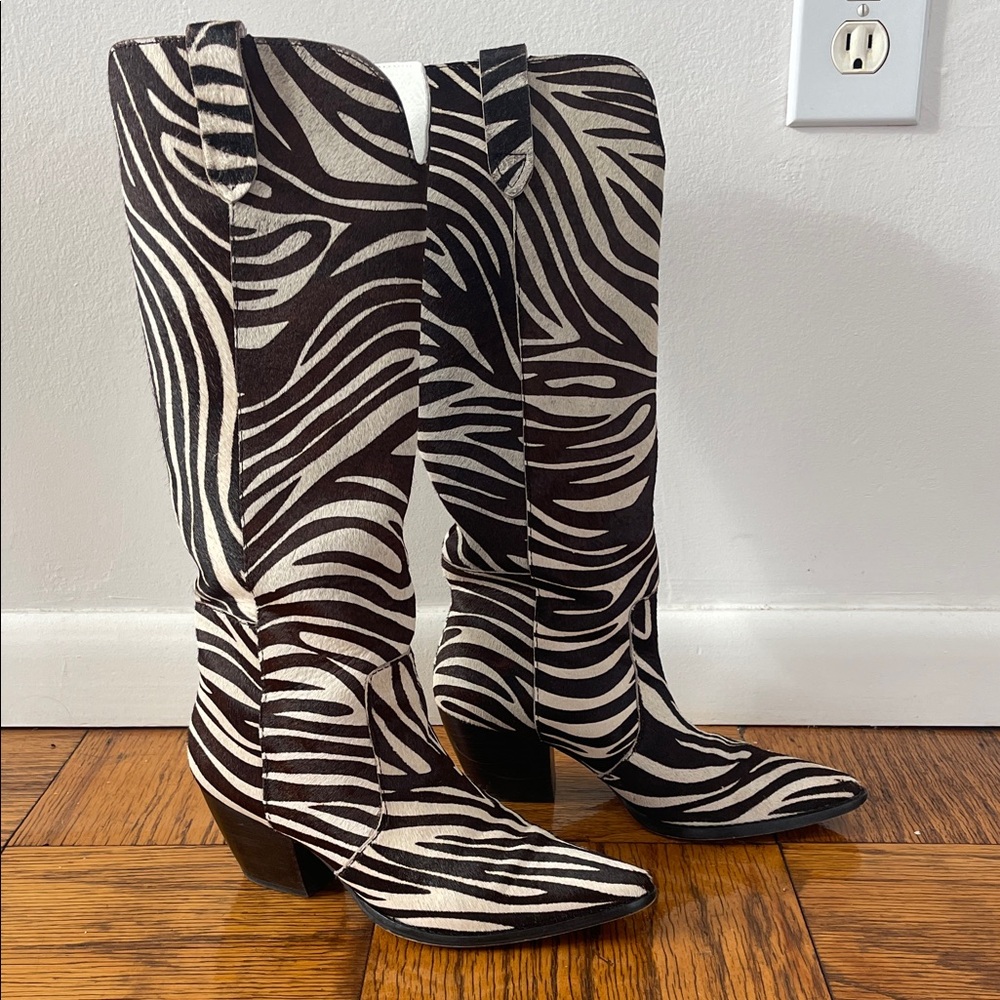 Matisse dark brown and White Zebra Heeled (cowboy)Boots